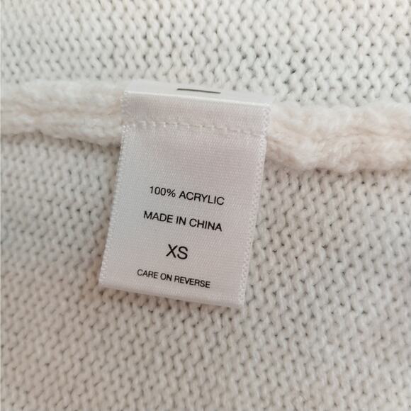 7TH AVENUE! VANILLA CREAM FRINGED, FINELY KNIT, POCKETED CARDIGAN SWEATER! SZ XS - Picture 10 of 12